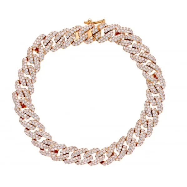 callegaro1964 Bracciale Groumette in Oro Rosa con DIAMANTI, MAGLIA CUBANA Clearance