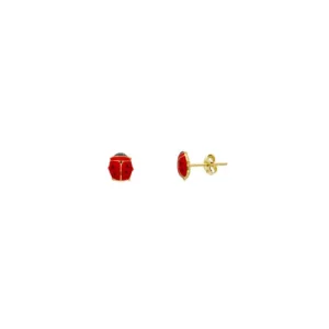 callegaro1964 Orecchini Coccinelle in Oro Giallo 18kt e Smalto Rosso Fashion